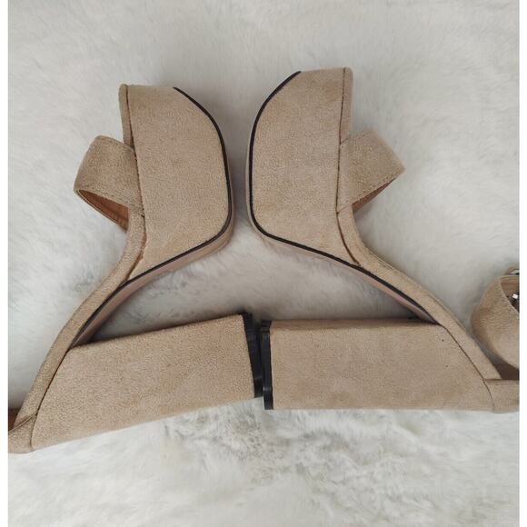 New Tan Y2K Platforms Sz 6 faux suede - Picture 5 of 8